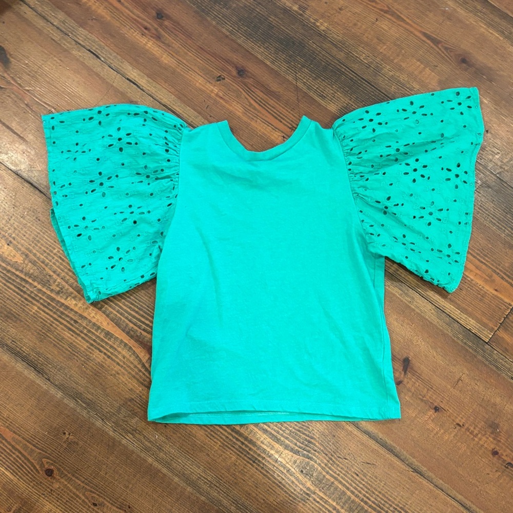 Jessica Simpson Turquoise Puff Sleeve Blouse